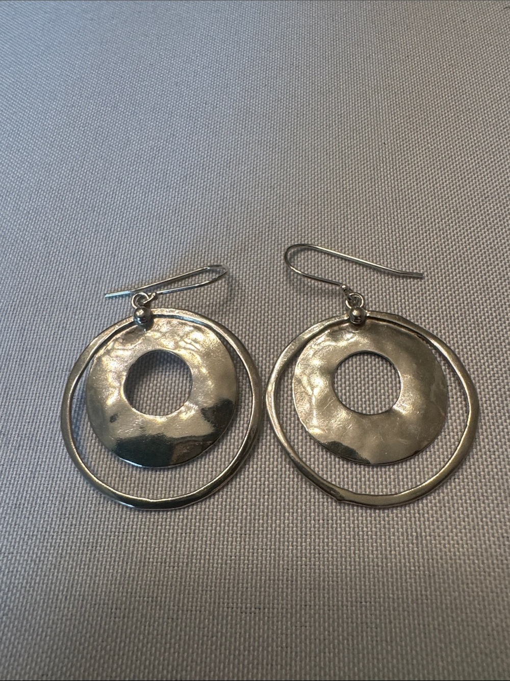 Silpada Sterling Silver 925 Hammered Double Circle Drop Earrings